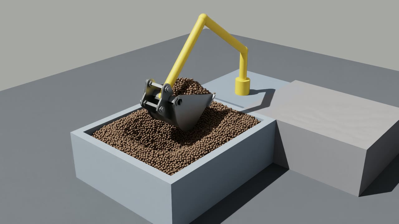 Full excavator arm — complete dig cycle