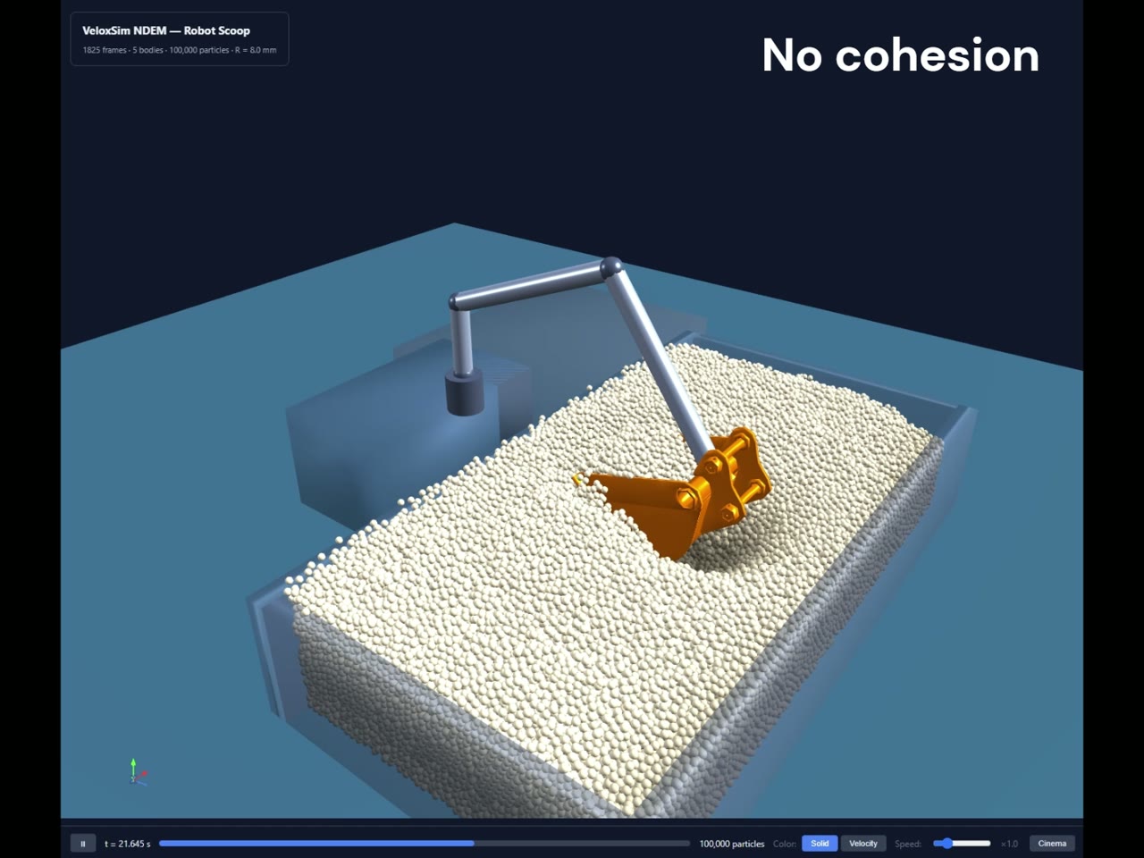 Excavator bucket — free-flowing material